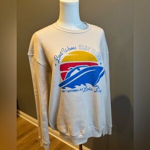 Oat Collective Boat Waves Sun Rays Graphic Sweatshirt